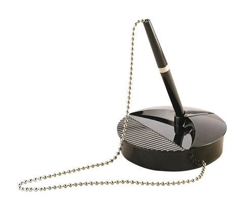 STYLO BILLE SUR SOCLE NOIR POINTE CONIQUE - ÉCRITURE MOYENNE BLEUE