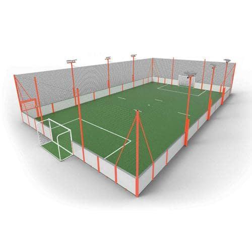 TERRAIN DE SOCCER FOOT5 COMPLET SCELLEMENT DIRECT 35 X 20 M AVEC ÉCLAIRAGE