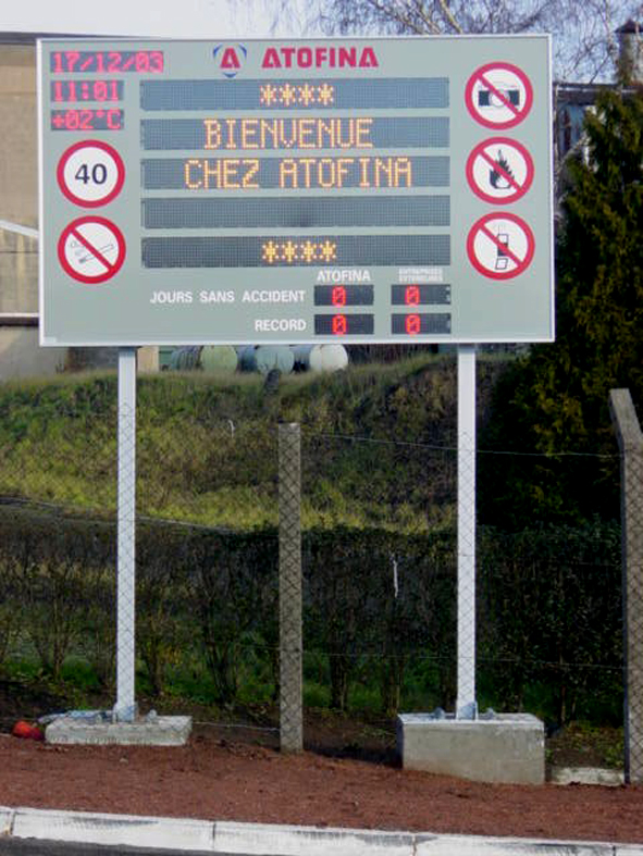 Totem sécurité - panneau d'information et de sécurité à diodes électroluminescentes - affichage date, heure, température et jours sans accident_0
