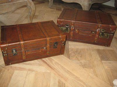 VALISE IMITATION CUIR ET INTÉRIEUR BOIS PETIT MODÈLE