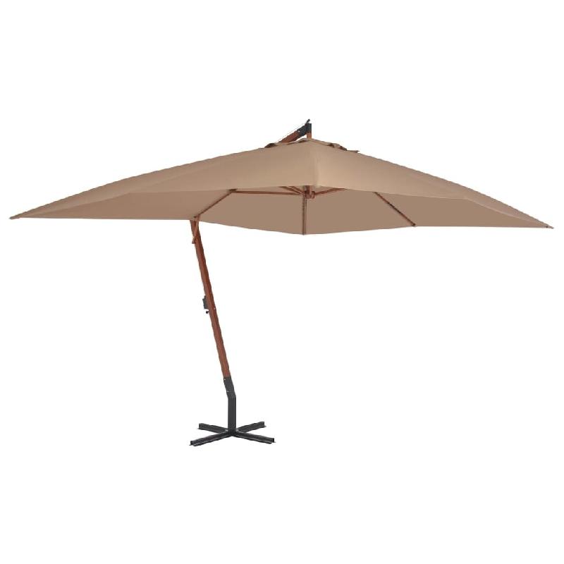 VidaXL Parasol de jardin en porte-à-faux avec mât en bois taupe Modèle Atlas Modern Plus - 44492_0