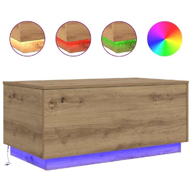 VidaXL Table basse avec lumières LED chêne artisanal 90x50x40 cm Modèle Unique Royale - 857723_0