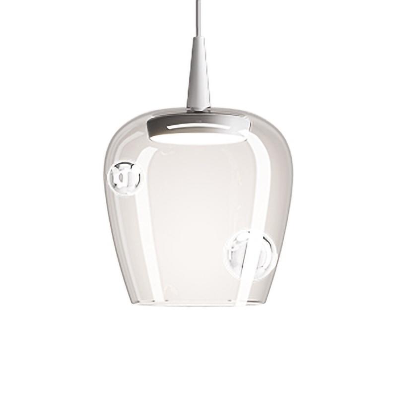Zafferano Lampe à suspension Bilia 27 cm en verre borosilicate soufflé à la bouche avec LED intégrée 8W 3000K dimmable à coupure de phase blanc_0