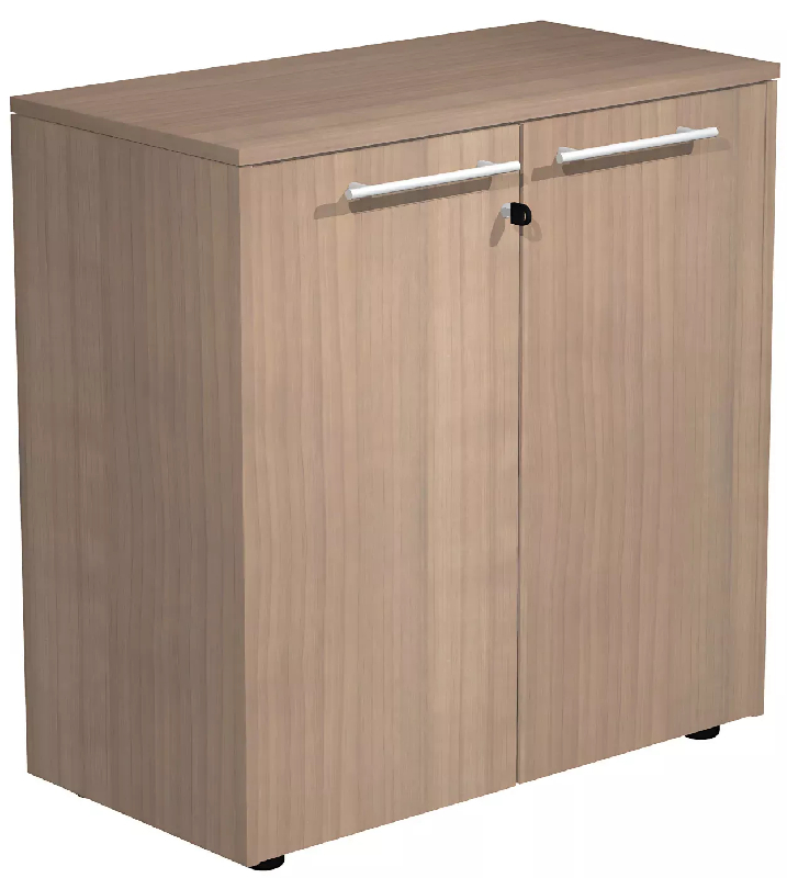 Armoire basse 2 portes mélaminé à serrure - 1 étagère - L. 83 x P. 43 x H. 81 cm So Flora - Frêne Noir_0