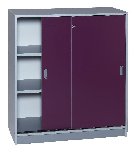 ARMOIRE DE BUREAU ALUMINIUM PORTES COULISSANTES HAUTEUR 100 CM COLORIS PRUNE_0