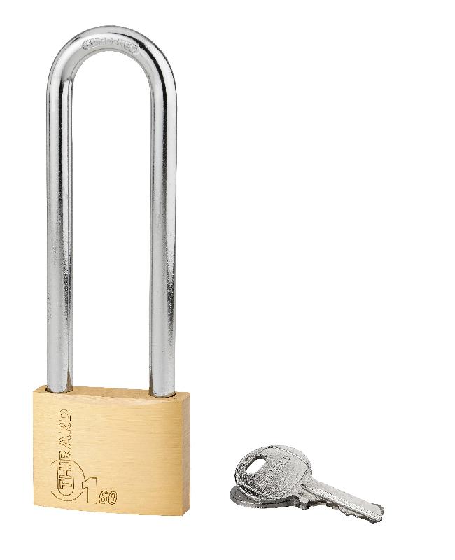 Cadenas à clé Type 1 - 60 mm anse haute - Corps en laiton monobloc - Marque Thirard - Réf. 00089060_0