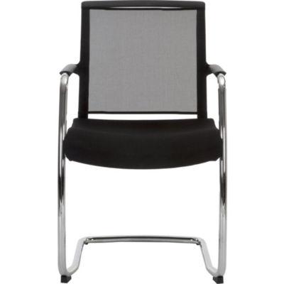 Chaise  de réunion & visiteur Bloom maille/tissu Piètement luge  - Noir_0