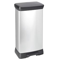 Curver - Poubelle à pédale 50L - Aspect métal argenté en plastique - Référence 22162005_0