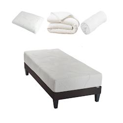 Ensemble  Matelas Mémoire de forme + Sommier + Accessoires 90x190 cm OSLO OLYMPE LITERIE - blanc Mousse à mémoire de forme 4VP.OS.K15.K.0919_0