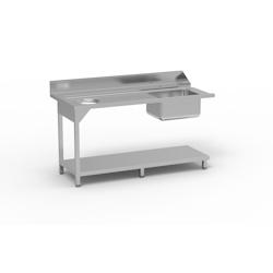 ERATOS Table De Prelavage Avec Trou Vide Dechet Avec Bac 500X400X250 Aisi-304 18/10 - 1600X750X850 - Avec Etagere - Accroche A Gauche MPD-160I - MPD-1_0