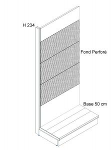 Gondole métallique de départ h.234x100x50 fond perforé_0