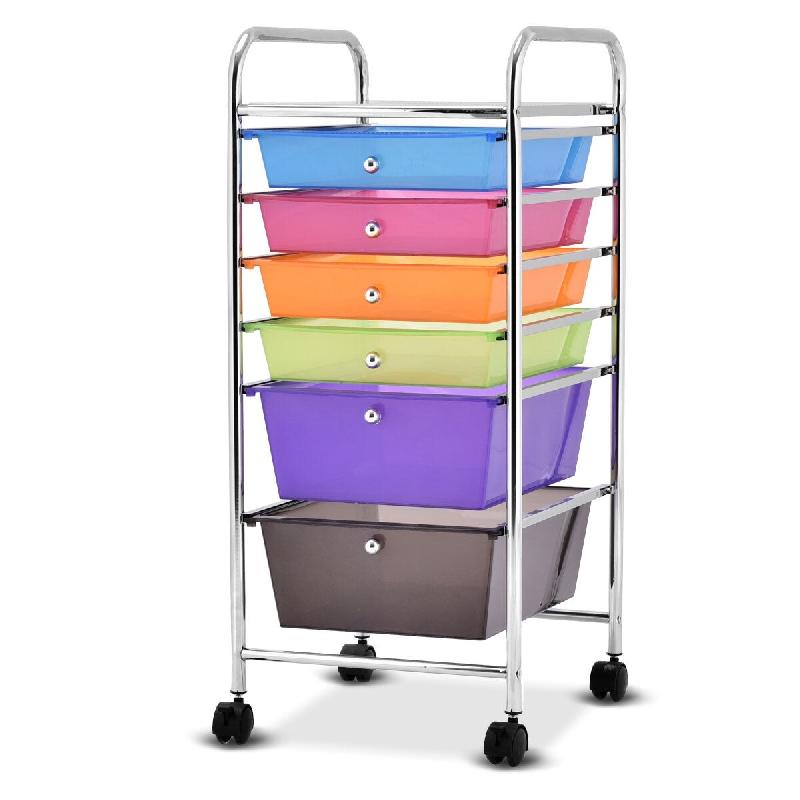 Helloshop26 - Chariot de rangement roulant 32,5 x 37 x 74,5 cm pratique et mobile style moderne en fer multicolore - 3000231904969_0