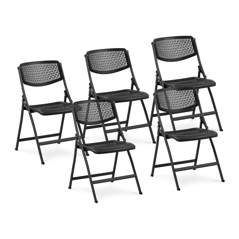 LOT DE 5 CHAISES RESTAURANTS, LES CAFÉS, LES BUREAUX ET LES SALLES D\'ATTENTE 150 KG MAX CONCEPTION PLIANTE NOIR 14_0006014_0