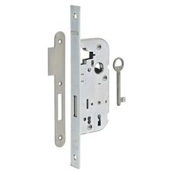 Serrure encastrable à clé pour porte intérieure, pêne dormant seul, axe 40mm, bouts carrés, zingué, 1 clé - THIRARD - gris 3150260103021_0