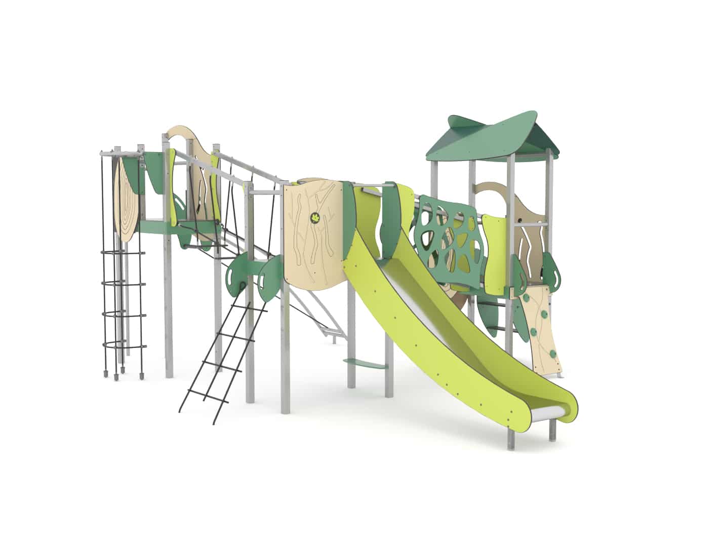 Structure multi-activités métallique Organik - LD1OR3081 - Ludoparc - 3 tours en inox avec planchers HPL_0