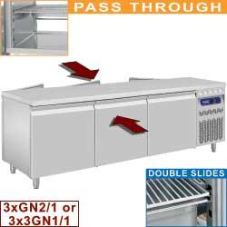 Table frigorifique pass through ventilée - 2x3 portes GN 2/1 - 548L - DT249/33-R2_0
