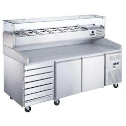 A.C.L - Table réfrigérée 22 portes + 7 tiroirs - 580 L - avec vitrine évaporateur traité - inox MM99171014_0