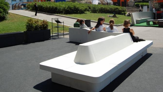 Banc en béton design Kimba - BOW - modulable avec options courbes et droites_0