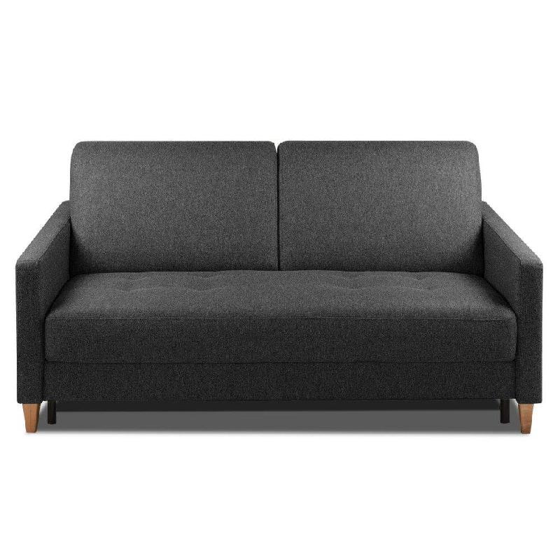 CANAPÉ CONVERTIBLE OGGETTO MATELAS 16 CM SYSTÈME EXPRESS SOMMIER LATTES 140CM RENATONISI VELOURS  NOIR_0