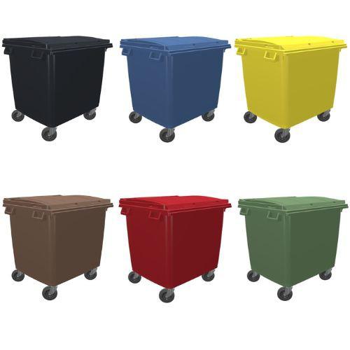 Conteneur poubelle SULO - 1000 litres - 4 roues pivotantes - Marron - Résistant et manipulable_0