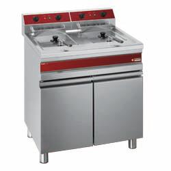 Friteuse électrique 2 cuves de 14 litres sur armoire - modèle F14+14E/M - 18 kW - 2x400-230V_0