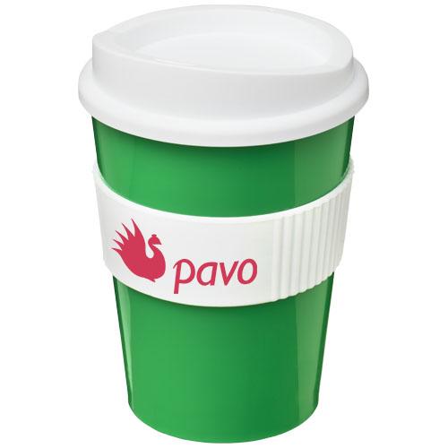 Gobelet Americano® medio 300 ml - bandeau antidérapant - couvercle à clipser - fabriqué au Royaume-Uni_0