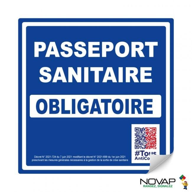 Panneaux carrés adhésifs 200x200 mm Pass Sanitaire obligatoire - ADPNC-NV01/PASSS_0