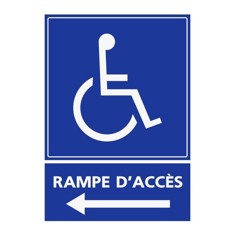 Refz415 - Panneau handicapé rampe d'accès - direction gauche - ABC Signalétique - usage intérieur ou extérieur_0