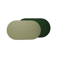 Stil Casa, set de 12 chemins de table bicolores, polyuréthane cousu, 58xh. 38 cm, finition dollar couleur boue (mustard)/vert. - RUN6838-MG_0