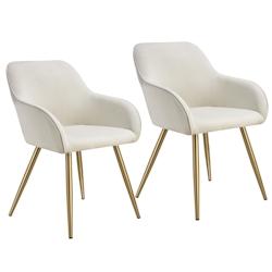 Tectake Lot 2 chaises élégantes aspect corde avec forme ergonomique crème/doré - 405420 - beige polyester 405420_0
