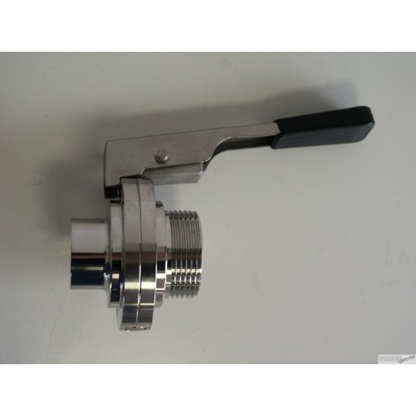 Vanne papillon embout à souder / mâle macon - Inox 316 avec joint de siège silicone alimentaire_0