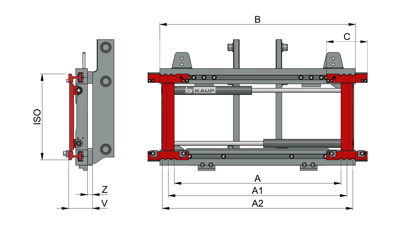 2T160BI - Écarteurs et ajusteurs de fourche KAUP - Capacité 2500 kg - Positionneur intégré avec déplacement latéral_0