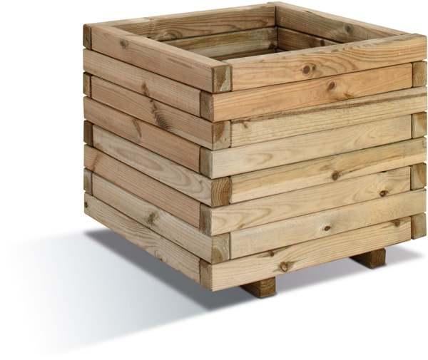 Bac carré Stockholm 50 - 65L - 50 x 50 x 43 cm en pin européen traité - épaisseur 4 cm_0