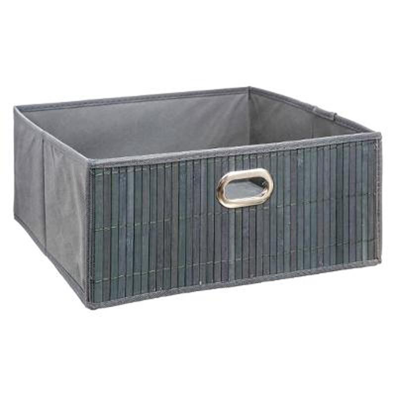 Boîte de rangement pliable basse en bambou 31x31cm gris - Paris Prix_0