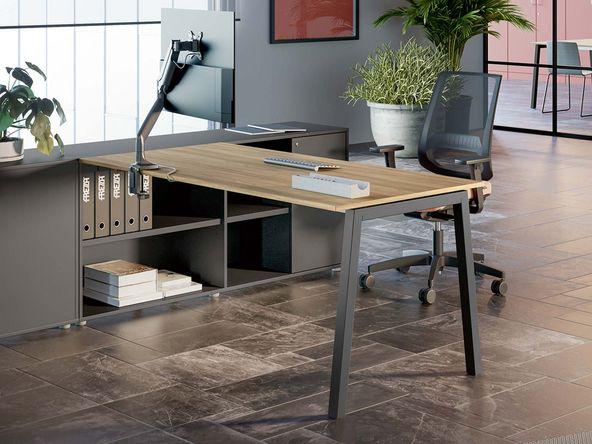Bureau droit professionnel Pop Ace - individuel sur armoire avec porte et serrure - H74 - 120/140/160/180 x 80 cm_0
