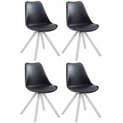 CLP Lot de 4 Chaises de salle à manger Toulouse similicuir Pieds carrés bois Noir /Blanc - noir polyester 320108_0