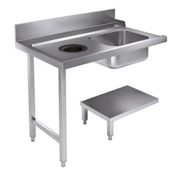 CombiSteel Table d'Entrée Avec  Etagère et Trou Vide Déchets 1200 Gauche Pour 7280.0045 0046 - blanc plastique polypropylène 7864846996506_0