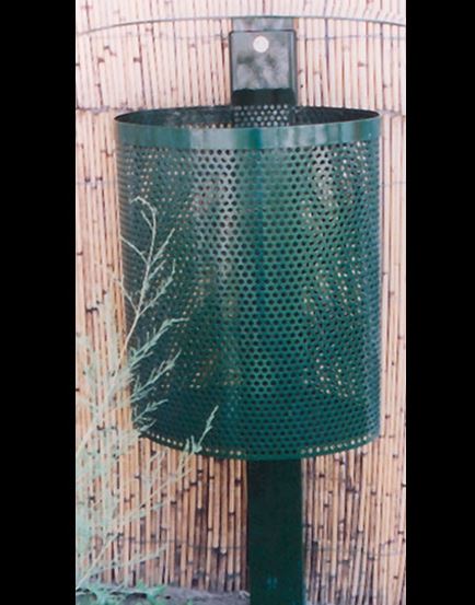 Corbeille de propreté ovale en acier anti-feu - Plein ou perforé - Milieu urbain - Capacité 50 L - LUCY_0