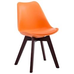 Décoshop26 - Chaise de salle à manger x1  design scandinave en PVC et plastique orange et piètement à 4 pieds en bois marron 10_0003296 - marron 3_0