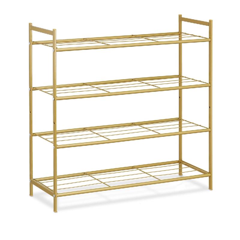 Helloshop26 - Étagère à chaussures empilable moderne 70 x 70 x 26 cm rangement clair 4 niveaux en métal doré 13_0011563 - doré métal 3000245832876_0