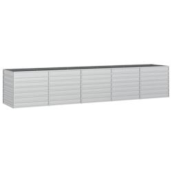 Helloshop26 - Jardinière bac lit surélevé plantes fleurs terrasse jardin de jardin 400 x 80 x 77 cm acier galvanisé argenté Argent 02_0039448 - 3_0