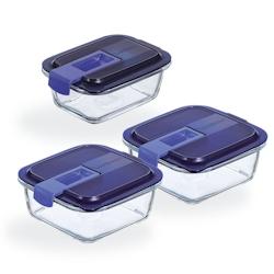 Lot de 3 boites de conservation (1 rectangle 38 cl et 2 carrées 76 cl) Easy Box - Luminarc - transparent 0725765984593_0