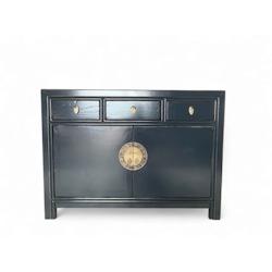 OPIUM OUTLET Meubles Commode Buffet Armoire de mariage sideboard console chiffonnier 33083 bleu foncé asiatique chinois oriental entièrement monté_0