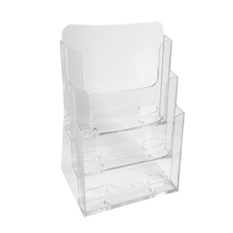 PORTE BROCHURES A4 3 CASES CRISTAL