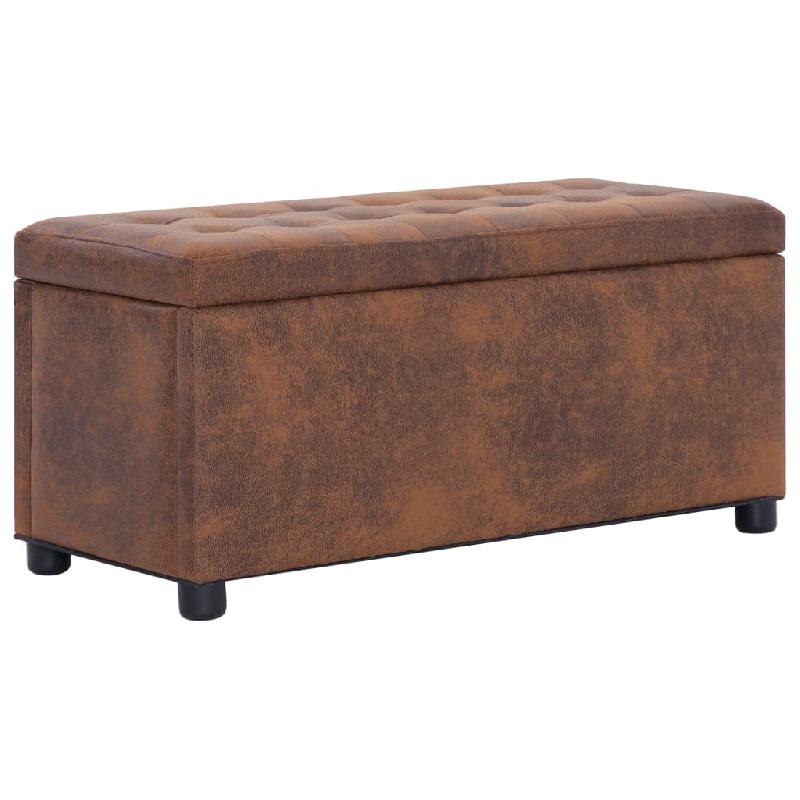 POUF DE RANGEMENT 87,5 CM MARRON SYNTHÉTIQUE DAIM 02_0010751_0