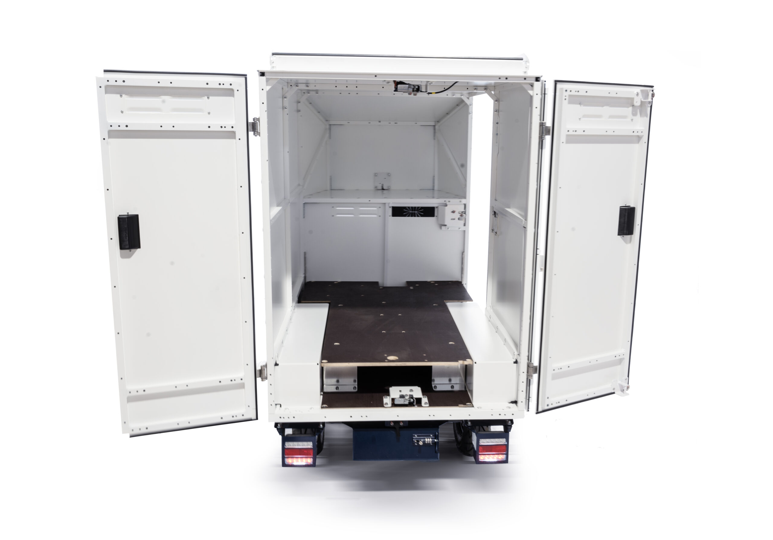 Remorque électrique pour vélo - Modèle Fourgon - Transport de 11 caisses croco, caisses isothermes, outillages et éléments longs avec galerie de toit_0