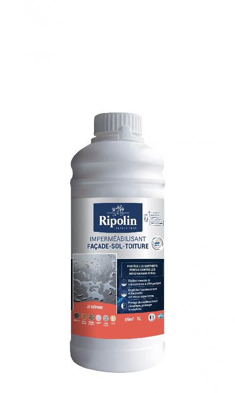 RIPOLIN - Imperméabilisant façade et sol incolore - 1L multi-supports à effet perlant_0