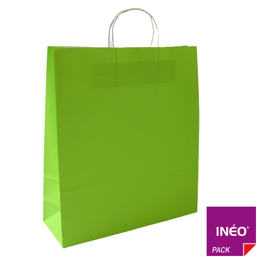 Sac kraft vert à poignées torsadées (paquet de 50) - sac kraft personnalisable - plusieurs dimensions_0