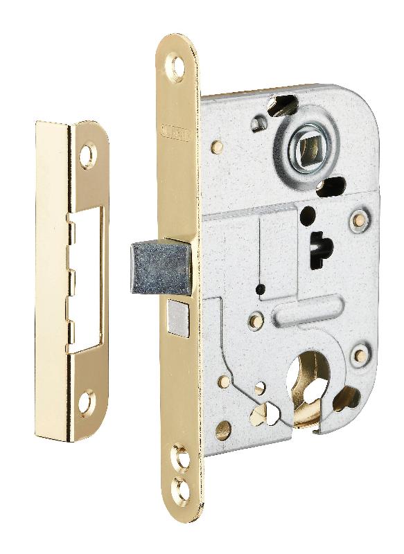 Serrure encastrable pour porte d'entrée à cylindre - THIRARD - coffre acier embouti - finition laiton_0