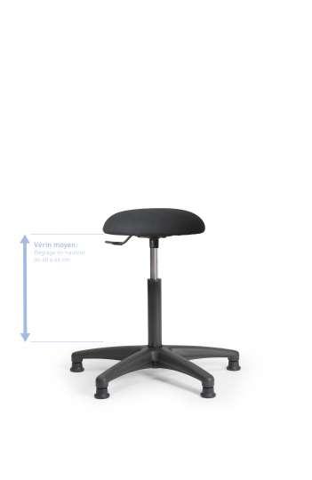 Tabouret Cerclo - assise en tissu noir - vérin bas pneumatique 43-55cm - réf : cerfixtnvmp_0